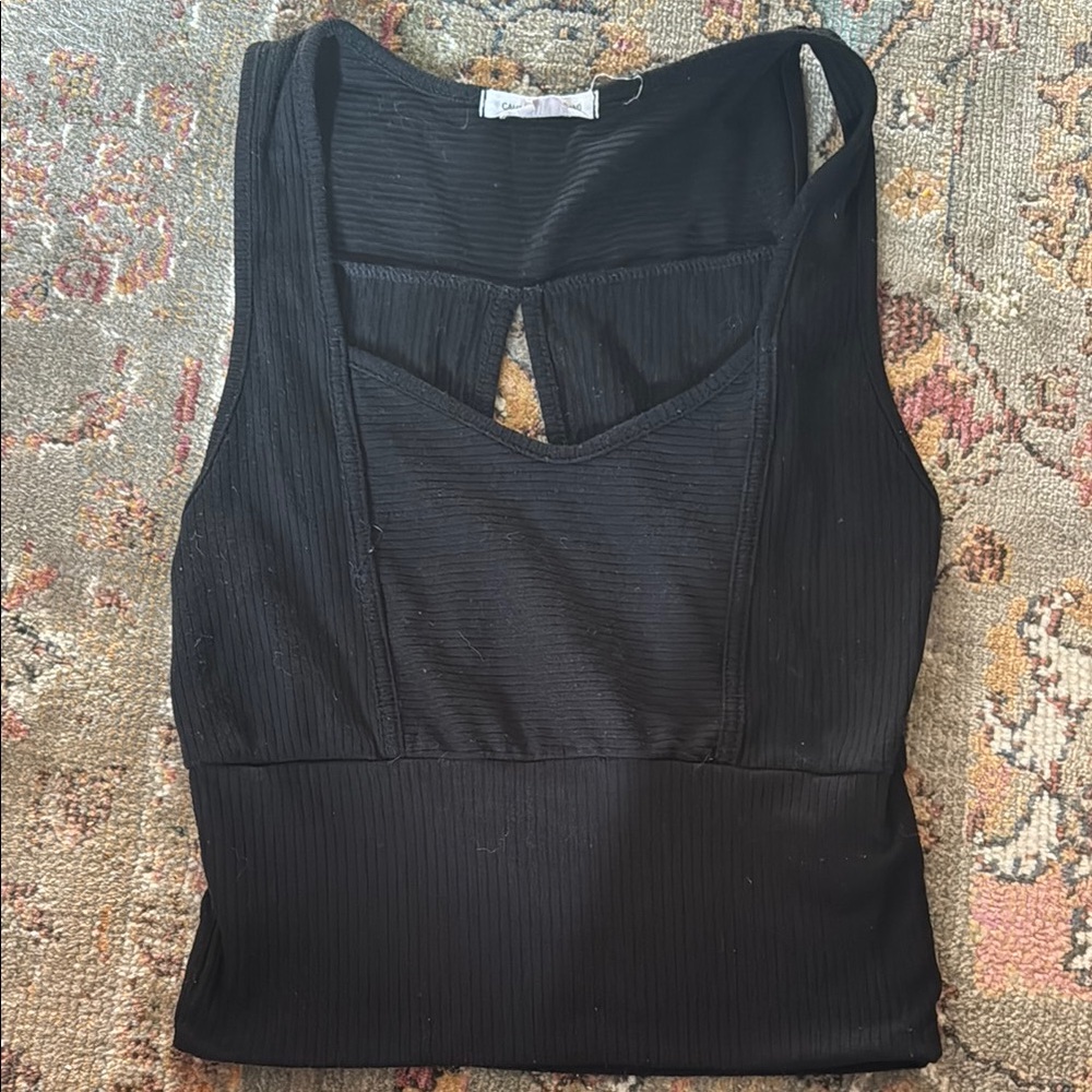 Black Sleeveless Ribbed Top